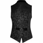 Men’s Black Victorian Gothic Waistcoat with embroidered brocade and velvet details