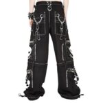 Vintage Black and White Rock Punk Skull Chain Pant