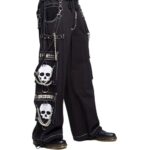 Vintage Black and White Rock Punk Skull Chain Pant